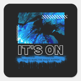 Blue Marble Abstract Acrylic Street Graphic スクエアシール