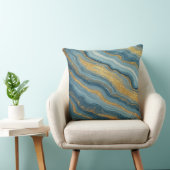 Blue Marble Abstract With Gold Veins クッション (椅子)
