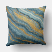 Blue Marble Abstract With Gold Veins クッション (裏面)