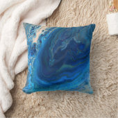 Blue Marble Agateテクスチャ流体アート クッション (ブランケット)