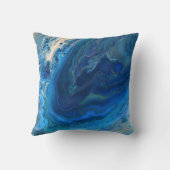 Blue Marble Agateテクスチャ流体アート クッション (裏面)