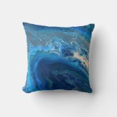 Blue Marble Agateテクスチャ流体アート クッション (正面)