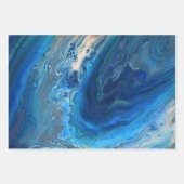 Blue Marble Agateテクスチャ流体アート ラッピングペーパーシート (正面3)