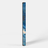 Blue Marble Agateテクスチャ流体アート iPhoneケース (右側面)