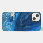 Blue Marble Agateテクスチャ流体アート iPhoneケース (裏面横)
