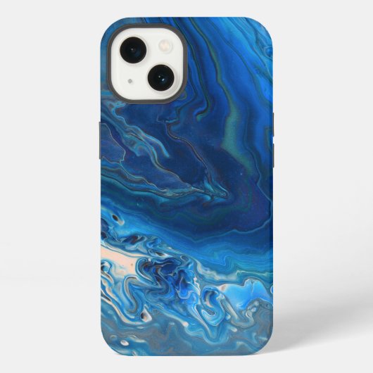 Blue Marble Agateテクスチャ流体アート iPhoneケース (裏面)