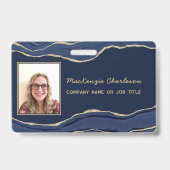 Blue Marble Agate GeodeビジネスフォトID名 バッジ (正面)