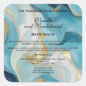 Blue Marble and Faux Gold Bath Salts Pouch Label スクエアシール (正面)