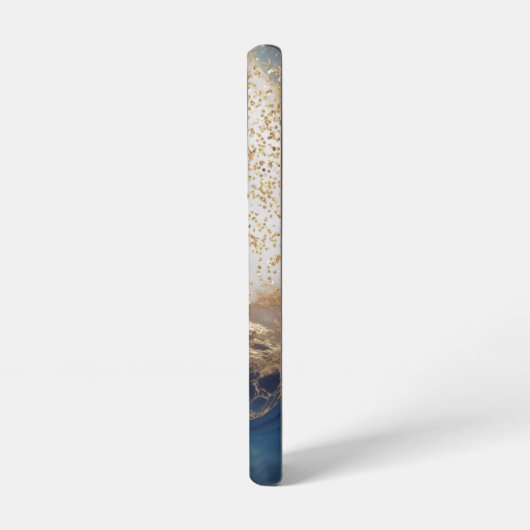 blue marble chic gold glitter monogram samsung galaxyケース (左側面)