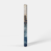 blue marble chic gold glitter monogram samsung galaxyケース (右側面)