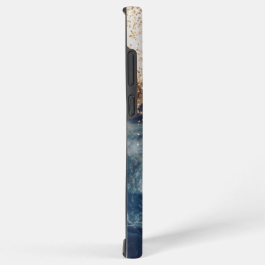 blue marble chic gold glitter monogram samsung galaxyケース (右側面)