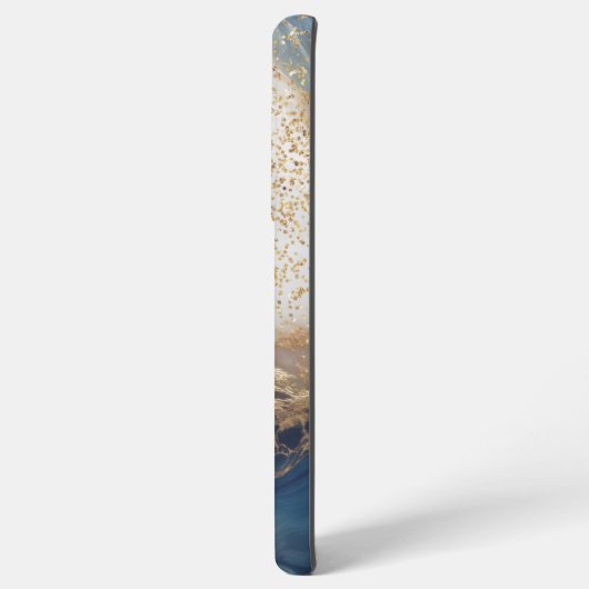 blue marble chic gold glitter monogram samsung galaxyケース (裏面横)