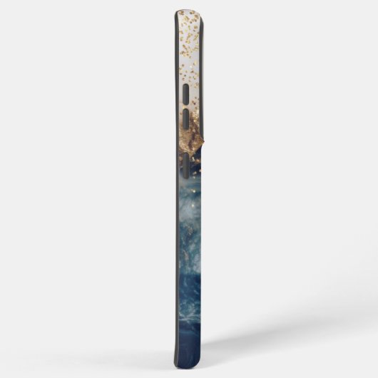 blue marble chic gold glitter monogram samsung galaxyケース (右側面)