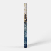 blue marble chic gold glitter monogram samsung galaxyケース (右側面)