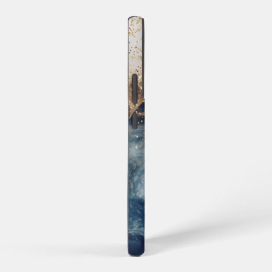 blue marble chic gold glitter monogram samsung galaxyケース (右側面)