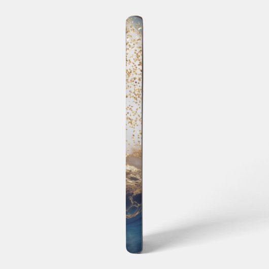 blue marble chic gold glitter monogram samsung galaxyケース (左側面)