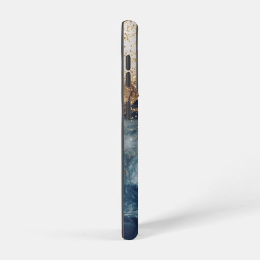 blue marble chic gold glitter monogram samsung galaxyケース (右側面)