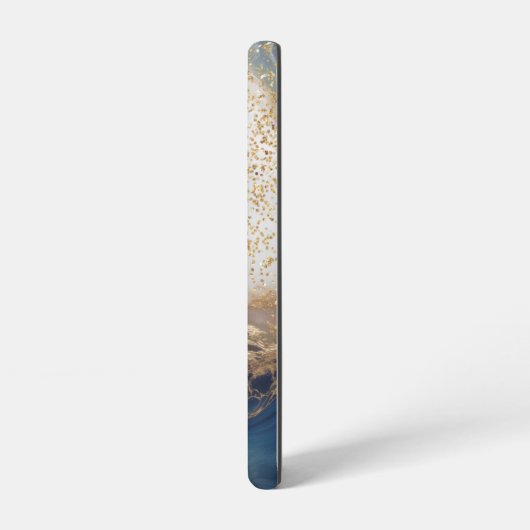 blue marble chic gold glitter monogram samsung galaxyケース (左側面)