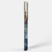 blue marble chic gold glitter monogram samsung galaxyケース (右側面)