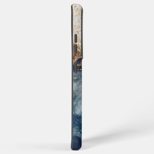 blue marble chic gold glitter monogram samsung galaxyケース (右側面)