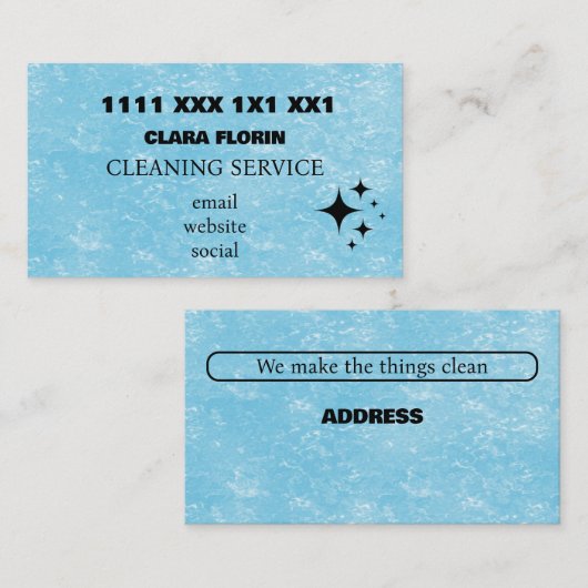 Blue Marble Cleaning Service 名刺 (正面/裏面)