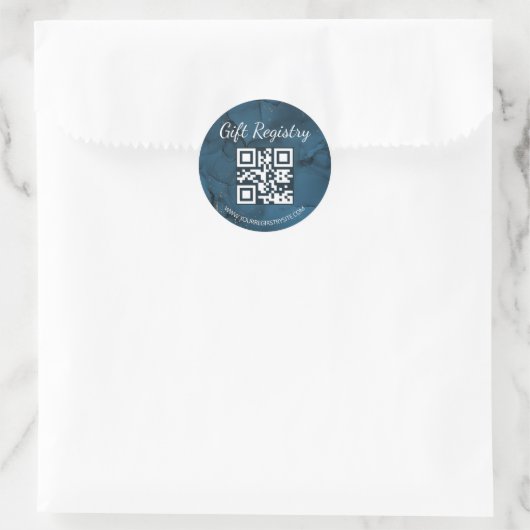  blue marble gift registry qr code baby shower ラウンドシール (バッグ)