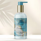 Blue Marble & Gold Glitter Cosmetics Bottle Label 長方形シール