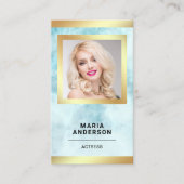 Blue Marble Gold Model Actress QR Code Photo 名刺 (正面)