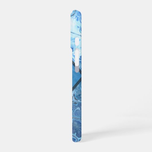 Blue Marble Pattern with Custom Name and Initial iPhone 16ケース (左側面)