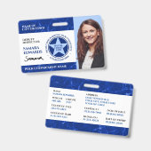 Blue Marble Police Officer写真の署名 バッジ (正面＆裏面)