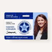 Blue Marble Police Officer写真の署名 バッジ (正面)