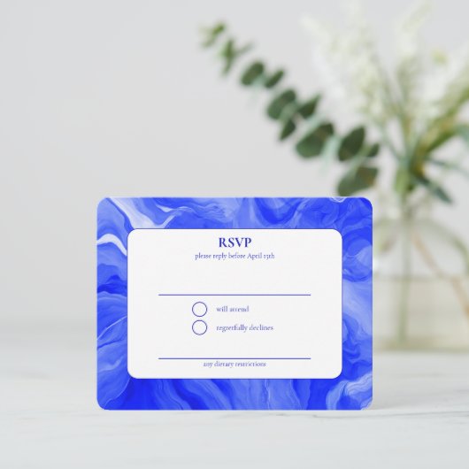 Blue Marble Star David Custom Bar Bat Mitzvah 出欠カード (スタンド正面)