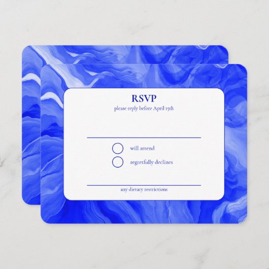 Blue Marble Star David Custom Bar Bat Mitzvah 出欠カード (正面/裏面)