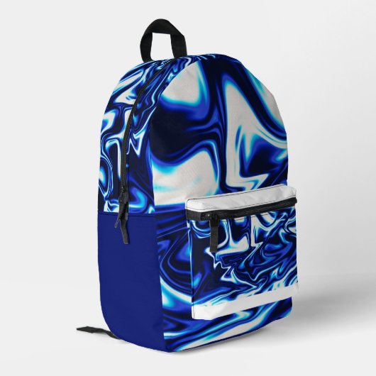 Blue Marble Swirl Backpack – Fluid Abstract Patter プリントバックパック (裏面左端)