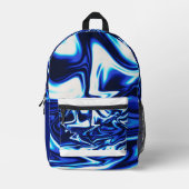 Blue Marble Swirl Backpack – Fluid Abstract Patter プリントバックパック (正面)