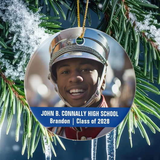 Blue Marching Band Photo Personalized Christmas セラミックオーナメント