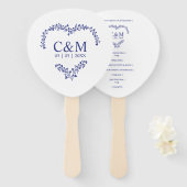 Blue Marine Branches Heart with Initials ハンドファン (正面&裏面)
