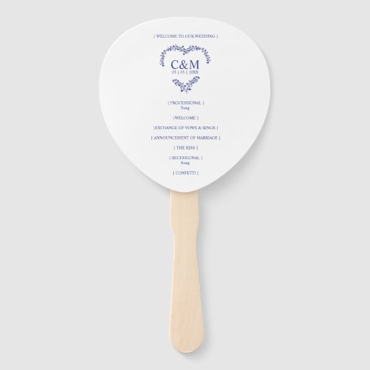 Blue Marine Branches Heart with Initials ハンドファン (裏面)