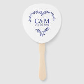 Blue Marine Branches Heart with Initials ハンドファン (正面)