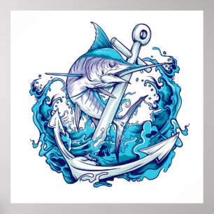 Blue Marlin and Anchor ポスター