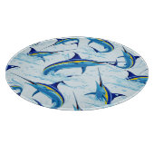 Blue Marlin Jumping out of Ocean カッティングボード (角)