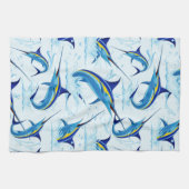 Blue Marlin Jumping out of Ocean キッチンタオル (横)