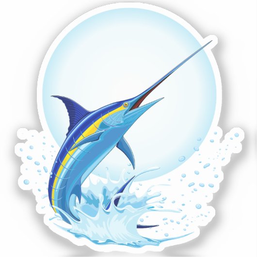 Blue Marlin Jumping out of Ocean シール (正面)