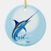 Blue Marlin Jumping out of Ocean セラミックオーナメント (正面)
