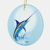 Blue Marlin Jumping out of Ocean セラミックオーナメント (左)