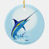 Blue Marlin Jumping out of Ocean セラミックオーナメント (裏面)