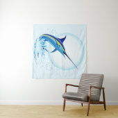 Blue Marlin Jumping out of Ocean タペストリー (インサイチュ(横))