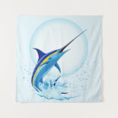 Blue Marlin Jumping out of Ocean タペストリー (正面)