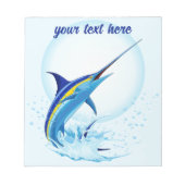 Blue Marlin Jumping out of Ocean ノートパッド (正面)