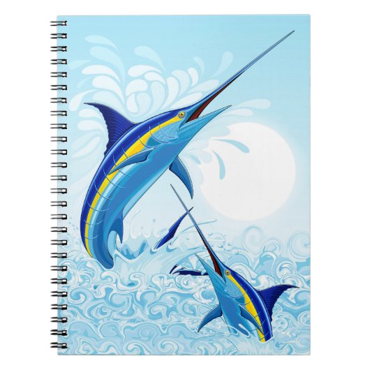 Blue Marlin Jumping out of Ocean ノートブック (正面)